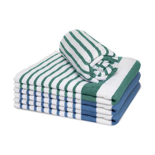 Grand Royal Pool & Beach Towel, Cotton End Hem, 30x70, 15.0 lbs/dz, Blue/White Stripes